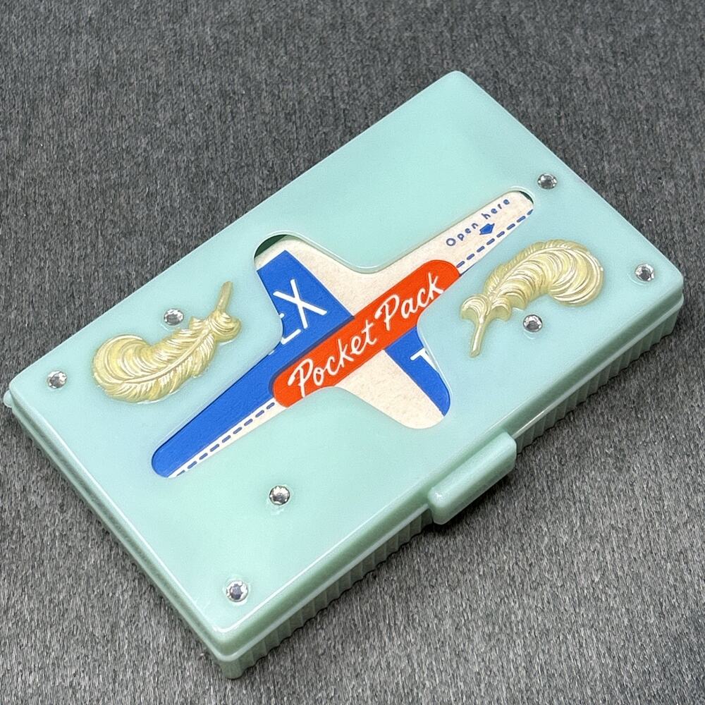 Schwartz Brothers Hinged Plastic Tissue Box Holder Baby Blue w/ Vintage Kleenex